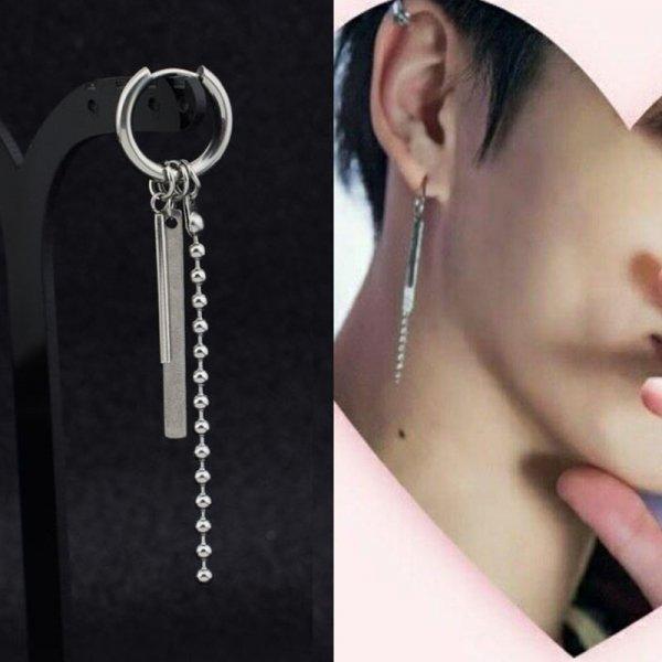 Kpop Punk Tassel Chain Earrings For Men Women Stainless Steel Metal Bar Pendant Geometric Drop Earrings Party Hip Hop Jewelry