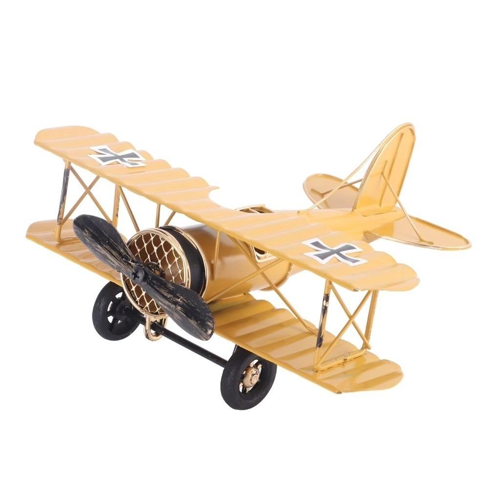 Vintage Airplane Model Ornament Metal Construction Iron Aircraft Model  Cafe Ornament