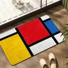 Mondriaan rood, geel, blauw geometrisch patroon absorberende mat badkamer antislip vloermat huisdecoratie