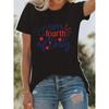 Independence Day Text Printed T-shirt Loose Short Sleeve Holiday Casual Style Daily Coat