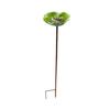 Metal Flower Yard Stake Handmade Bee Watering Station Ground Insert Bird Bath Feeder Butterfly Drinking Bowl Outdoor Decor for Garden Yard Lawn