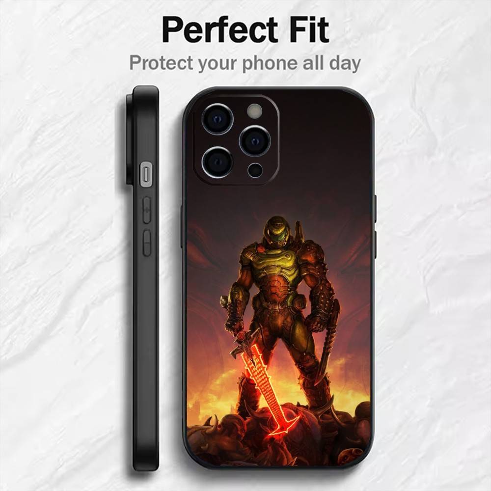 Game D-DOOM Printed Phone Case For iPhone17,16,15,14,13,12 Plus,Max Soft Silicone Black Cover