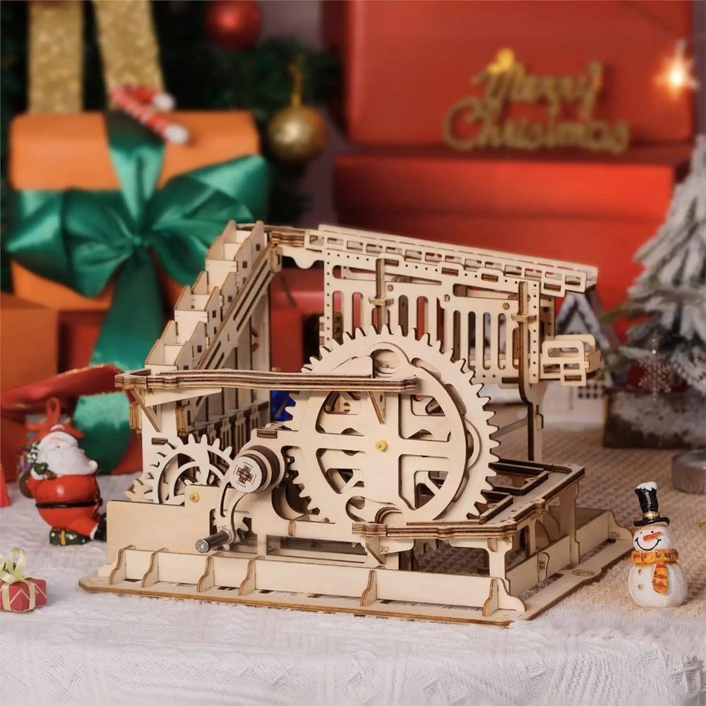 Robotime Rokr Kolejka Kulowa Puzzle 3D Gry Drewniane Zestawy Modeli z Kulami Drewniana Konstrukcja Rękodzieło Zabawki dla Dzieci i Dorosłych