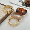 Irregular Coffee Resin Patchwork Smudge Wide Bracelet Autumn Winter Sweater Metal Bangle for Women Girl Vintage Trendy Jewelry
