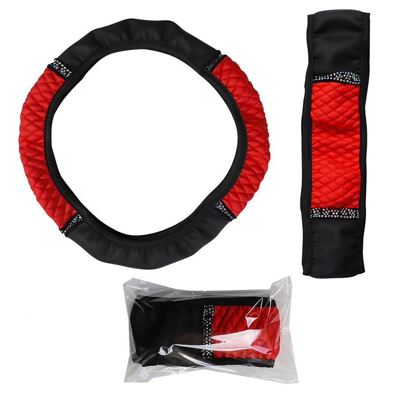 Universal 37-38cm PU Leather Bling Car Steering Wheel Cover Rhinestone Steering-Wheel Covers Auto Interior Decor