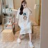Loose Large-sized Round-neck Short-sleeved T-shirt Dress for Women, Long Summer New Laid-back Style Dress for Women, Knee-length Sleeping Dress