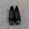 Doudou Grandma Ballet Bow New Square Toe Flat Sole Red Single Shoes Scented Style Light Mouth Elegant Women's Shoes