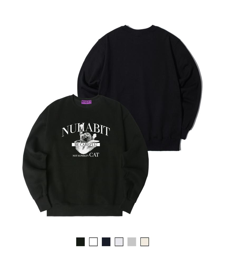 NUHABIT N/H Watch Out For Cats! Oversized Fleece-Lined Sweatshirt (Som4-4Nh1224)