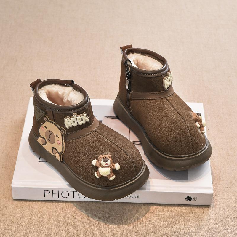 Children's cartoon cotton snow boots keep warm children's winter new large cotton short boots thick-soled anti-skid moisture