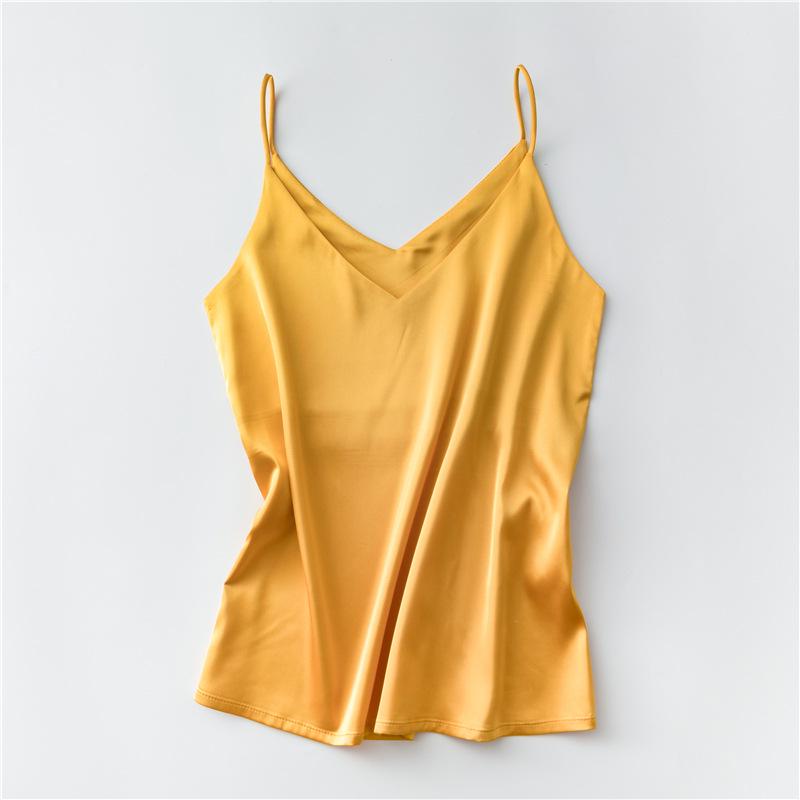 V-neck Sexy Halter Women Comfortable Satin Outside Style Top with Classic Tank Top Fashion Sleeveless Top