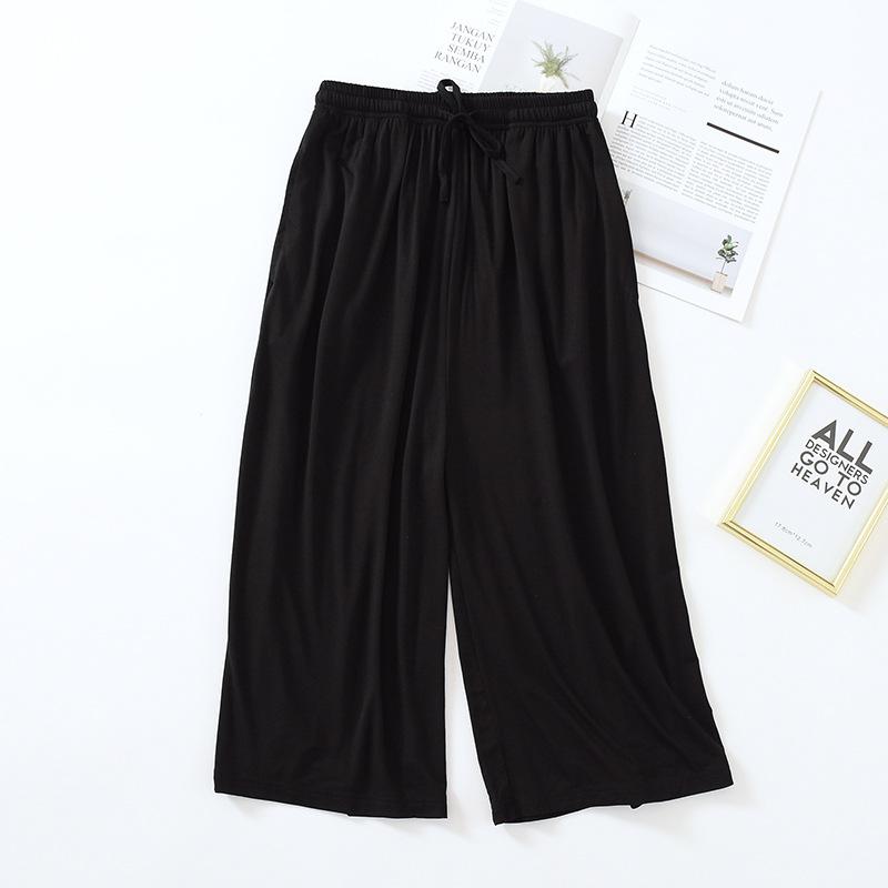 Pantalon court ample de style japonais pour femme, short fin, modal, couleur unie, jambes larges, grande taille, bas pour la maison, été