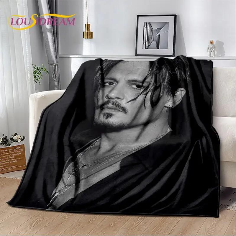 3D-printet Johnny Depp-serie Mykt Plysjteppe, Flanellteppe Kastepledd for Stue Soverom Seng Sofa Piknikdeksel