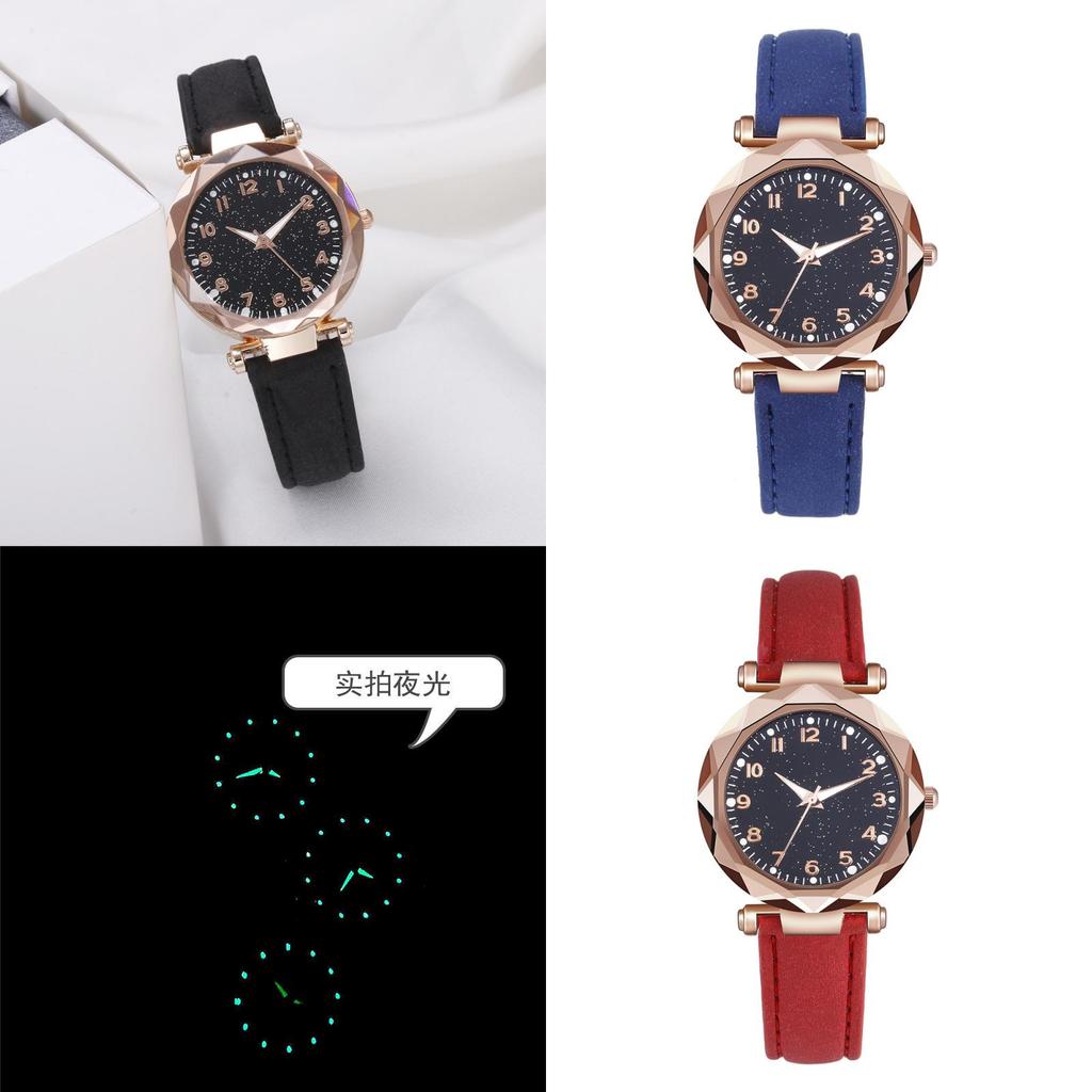 Women's Digital Belt Watch With Night Sky Design Casual Quartz Wristwatch