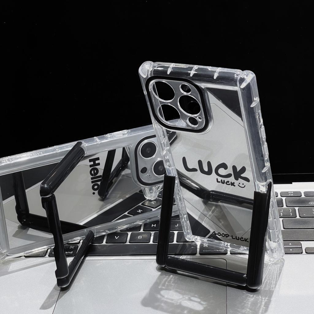 English Mirror Roman Bracket for Iphone15pro Max Mobile Phone Case Apple 16/14 Personalized Protective Case