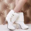 Bottes d'hiver imperméables à talons hauts et épais pour femme, nouvelles bottes confortables et décoratives avec strass