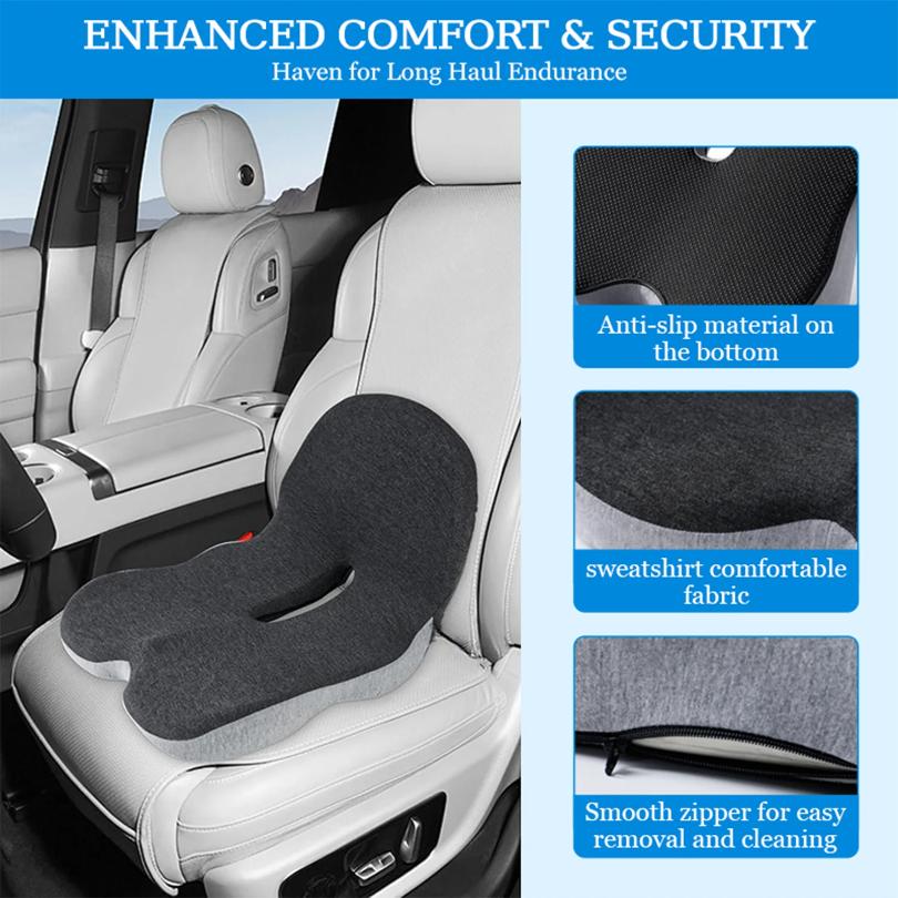 Memory Foam Seat Cushion for Office Chairs&Truck Drivers, Ergonomic Seat Cushion for Back, Tailbone & Sciatica Pain Relief