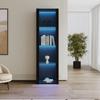 Black High-Gloss Display Cabinet with LED Lighting, 3 Glass Compartments, 55*38*166cm, Display Case, Standing Cabinet, Tall Cabinet, Storage Cabinet