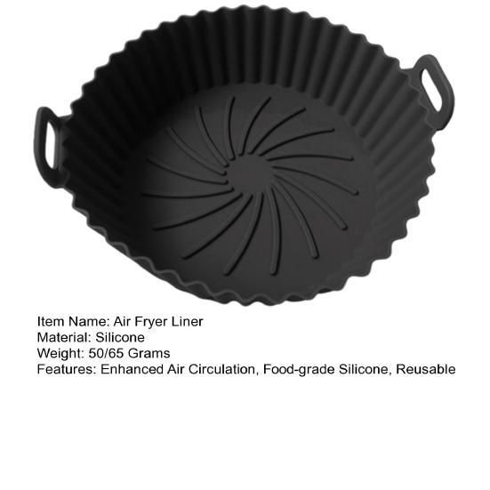 Silicone Air Fryer Liner Round Non-Stick Air Fryer Basket High-temperature Resistant Baking Pan with Oil Drain Grooves
