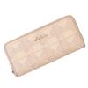 Long Genuine Large Round Colorer Series Pink [Cleria] Women's Wallet, Wallet, Embroidery, Leather, Capacity, Zipper, [CL-21506] (De Rose)