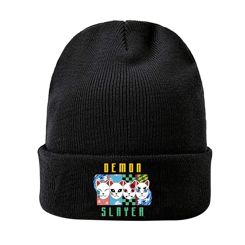 Demon Slayer Anime Knitted Hat For Women Unisex Skullies Beanies Winter Hat Polyester Kamado Nezuko Devil's Blade Casual Caps