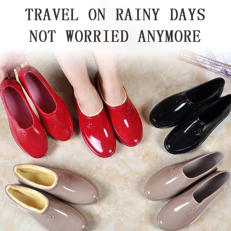 Spring Boots And Autumn Rain Womens Shallow Mouth Fashion Work Water Shoes Waterproof Nonslip Short Tube Lowtop Rubber Boots Rain Boots