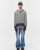 Beullusseonpeullawo Merino Wool Striped Half Knit Zip-Up - Gray