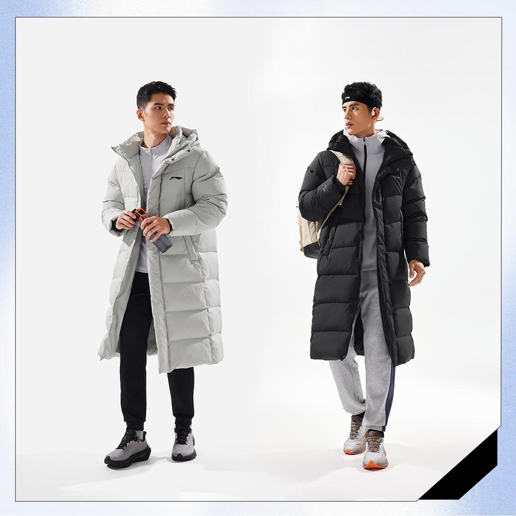 Li-Ning Windproof Water-Repellent Warm Hooded Down Jacket With Logo Men Outerwear AYMV217-2