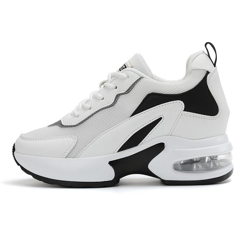 Spring and Autumn new breathable mesh soft-soled shoes slope heel thick sole heightening women's shoes air cushion casual sports shoes women's muffin