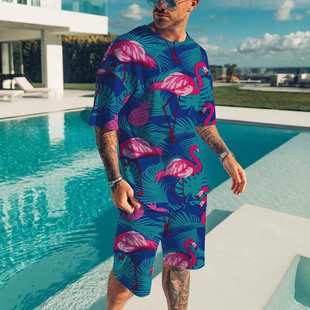Hawaïaanse Herenset Casual T-shirt Strandbroek Pak Dagelijks Stijlvol Heren Top met Korte Mouwen Outdoor Vakantie Heren T-shirts Korte Tweedelige Set