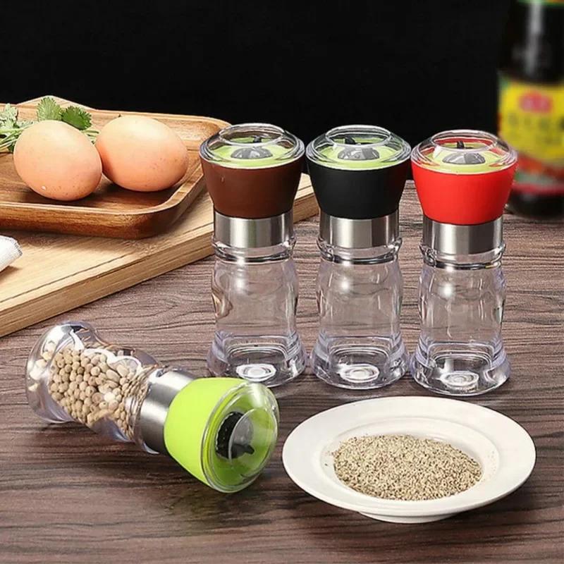 Salt and Pepper Grinder Refillable Plastic Grinder with Adjustable Kibble Portable Spice Jar Container Spice Grinder  Kitchen