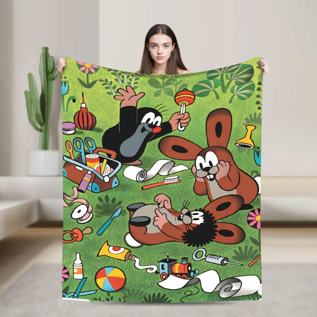 Cozy Blanket Picnic Czech Cartoon Krtek Mole Throw Blanket Fashion  Bedspread For Chair Sofa Bed