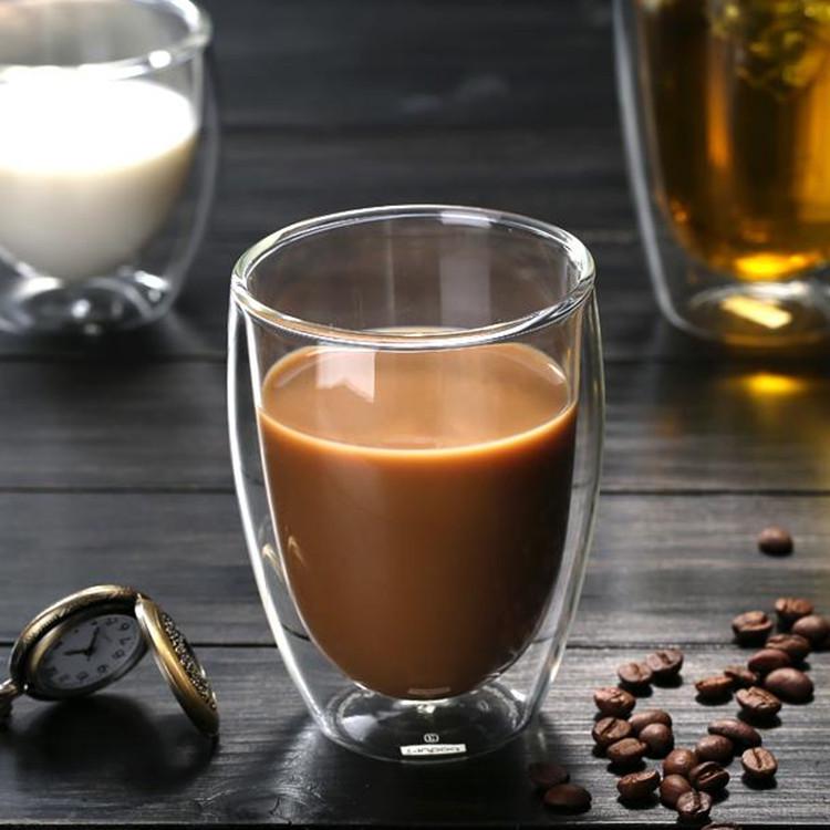 High Borosilicate Double-Walled Insulating Egg-Shaped Glass Cup for Coffee and Water