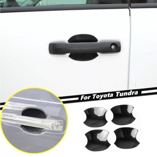 For Toyota Tundra -2025 4PCS Carbon Fiber Style Door Handle Bowl Cover Trim