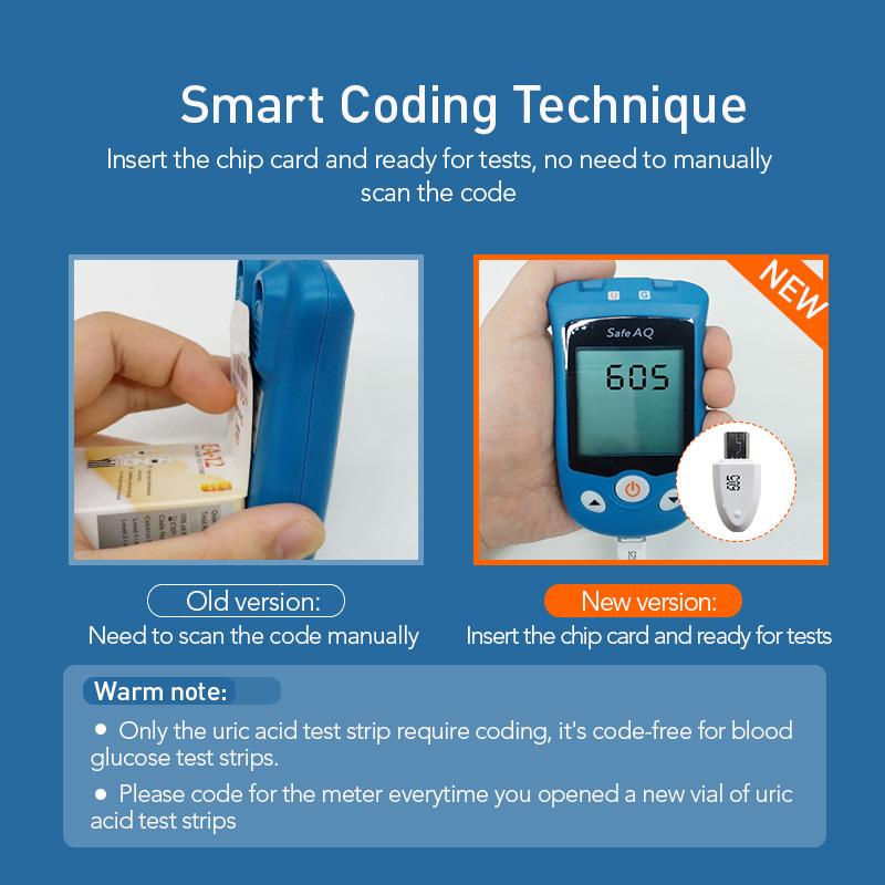 Sinocare Safe AQ-UG Blood Glucose Monitor & Uric Acid Monitor 2 In 1 Bi-function with 50 Test Strips & 50 Lancets for Diabetes/Gout Suffers