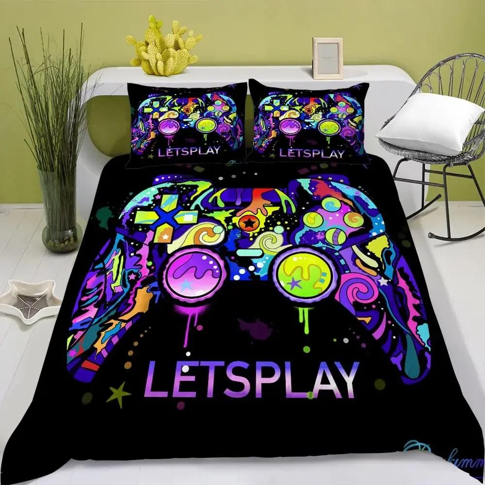 Play Designs Bettbezug Kissenbezug Gaming Bettwäsche Set Videospiele Erwachsene Junge Mädchen Schlafzimmer Dekoration Einzel Doppelgröße