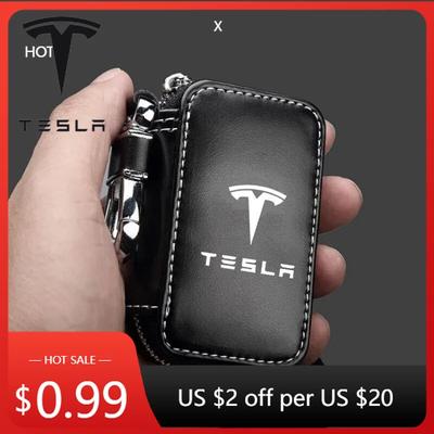 Car Sticker 2025 Hot Car Key Wallet Housekeeper Key Case Small Card Bag Key Organizer for Tesla Model 3 Y X S P100D P85D 200 Log
