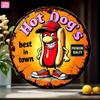 Vintage Hot Dog Cartoon Tin Sign 20x20cm 2D Flat Aluminum Wall Art Kitchen Bar Garden Garage Outdoor Decor