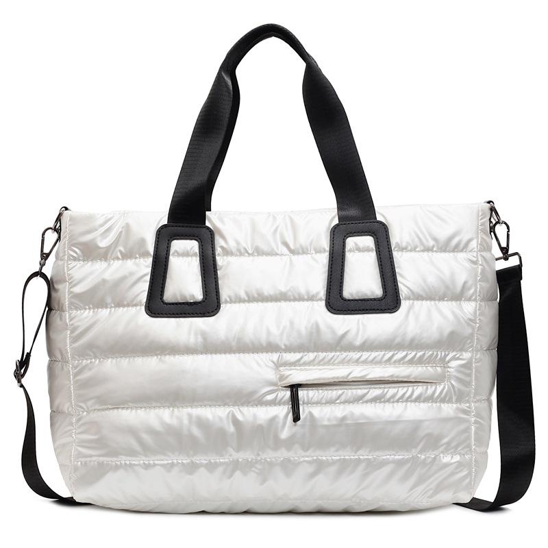 Women's Large Capacity Shiny Tote Bag - Thickened Handbag for Autumn and Winter, Ideal for Commuting and Computer Carrying.