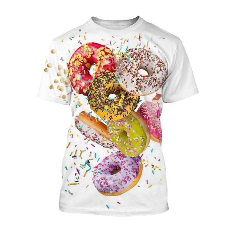 Cute Donuts 3D Print T-shirt Chocolate Donut Food Graphic T Shirt For Men Harajuku
