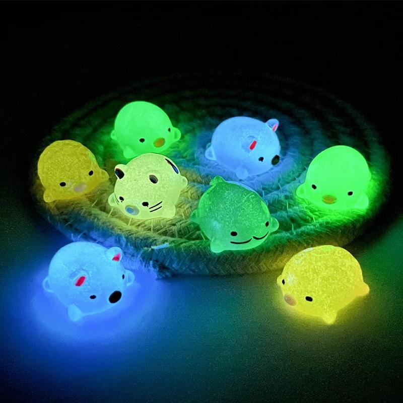 5/10 Pcs Set Glowing In The Dark Cute Mini Dinosaur Fox Animal Cartoon Diy Accessories Micro Landscape Kawaii Girl Kids Toy Gift