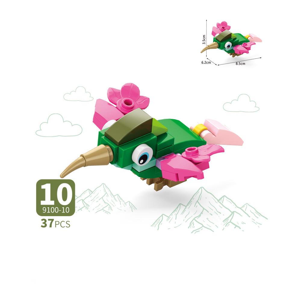Animal Building Blocks Set Crow Parrot Peacock Eagle Flamingo Woodpecker Ostrich Red-crowned Crane Swallow Mini Brick Model Toy