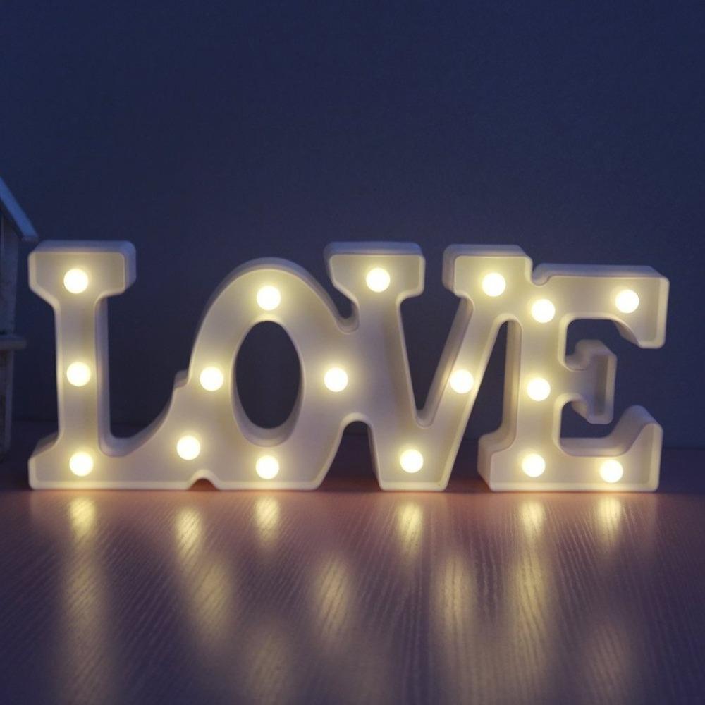Sinal de Letra LED Romântico 3D LOVE Luz Noturna Luminoso Luz Quente Luminária de Mesa lanternas luzes de noite Para Decoração de Casamento Presentes para Amantes