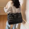 Women's Large Capacity Shiny Tote Bag - Thickened Handbag for Autumn and Winter, Ideal for Commuting and Computer Carrying.