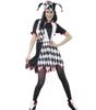 Narrenkostüm Damen Erwachsene Harlekin Rautenmuster Kleid Hut Set Einheitsgröße