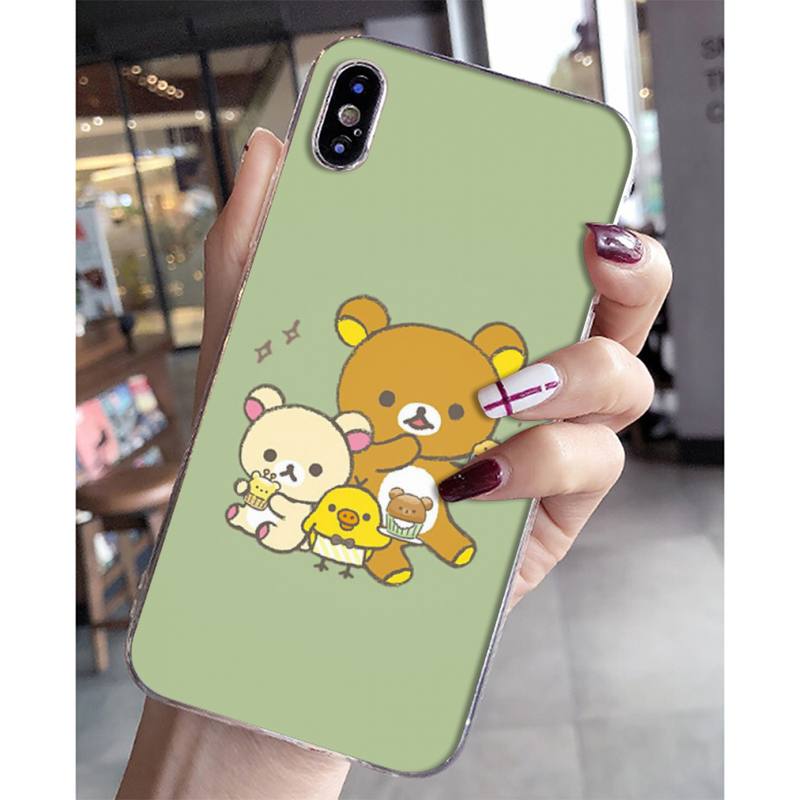 YNDFCNB Rilakkuma Phone Case for iPhone 11 12 13 Mini Pro XS MAX 8 7 6 6S Plus X 5S SE 2020 XR Cover