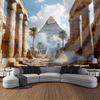 2D Retro Egyptian Tapestry, Pyramid and Hieroglyphics Wall Hanging for Living Room