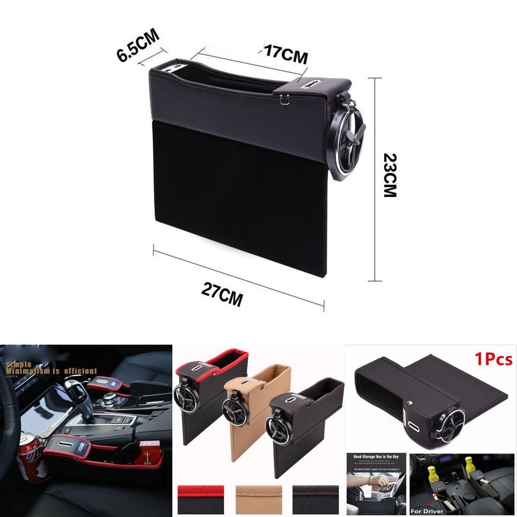 Premium PU Leder Auto Sitz Aufbewahrungsbox Stilvoller Münzsammler und Getränkehalter