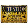 Vintage Bee Tin Sign Farmhouse Wall Decor Weatherproof Home Bar