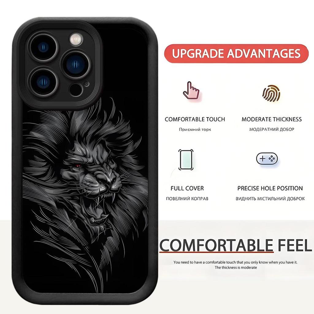 Lejonhuvud Sandstens Trappa Himmelsöga Svart iPhone 15/16/17 Skyddande Fodral