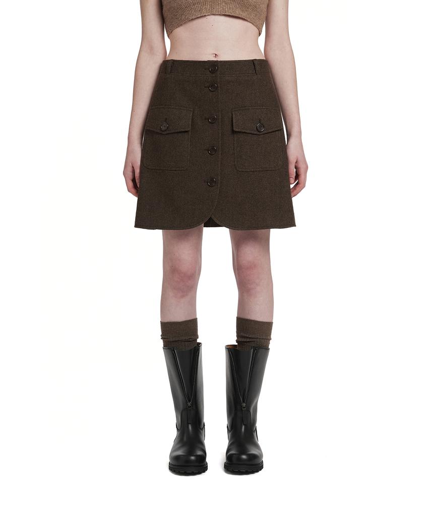 Trunk Project Buttoned Miniskirt_Brown